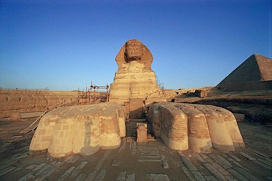 Front view of the Great Sphinx of Giza in Egypt