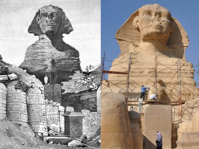 Close-up of the construction details of the Sphinx